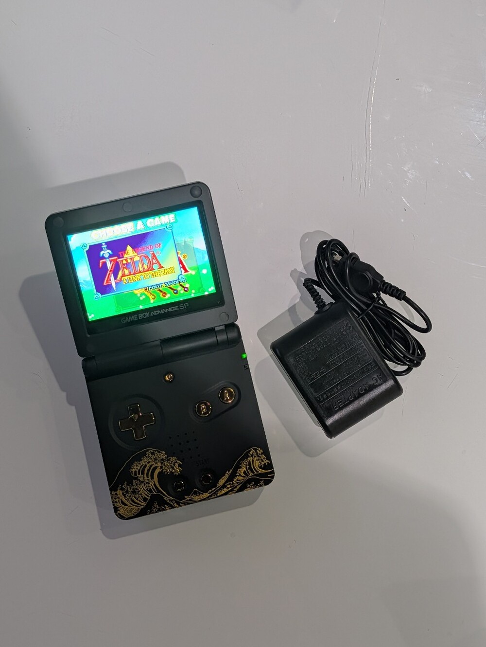 Great Wave Black & Gold Nintendo Game Boy Advance SP GBA SP with v5 IPS Screen